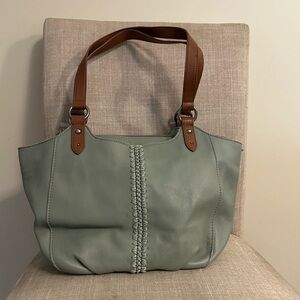 The Sak Sage Green Shoulder Bag with Tan Straps